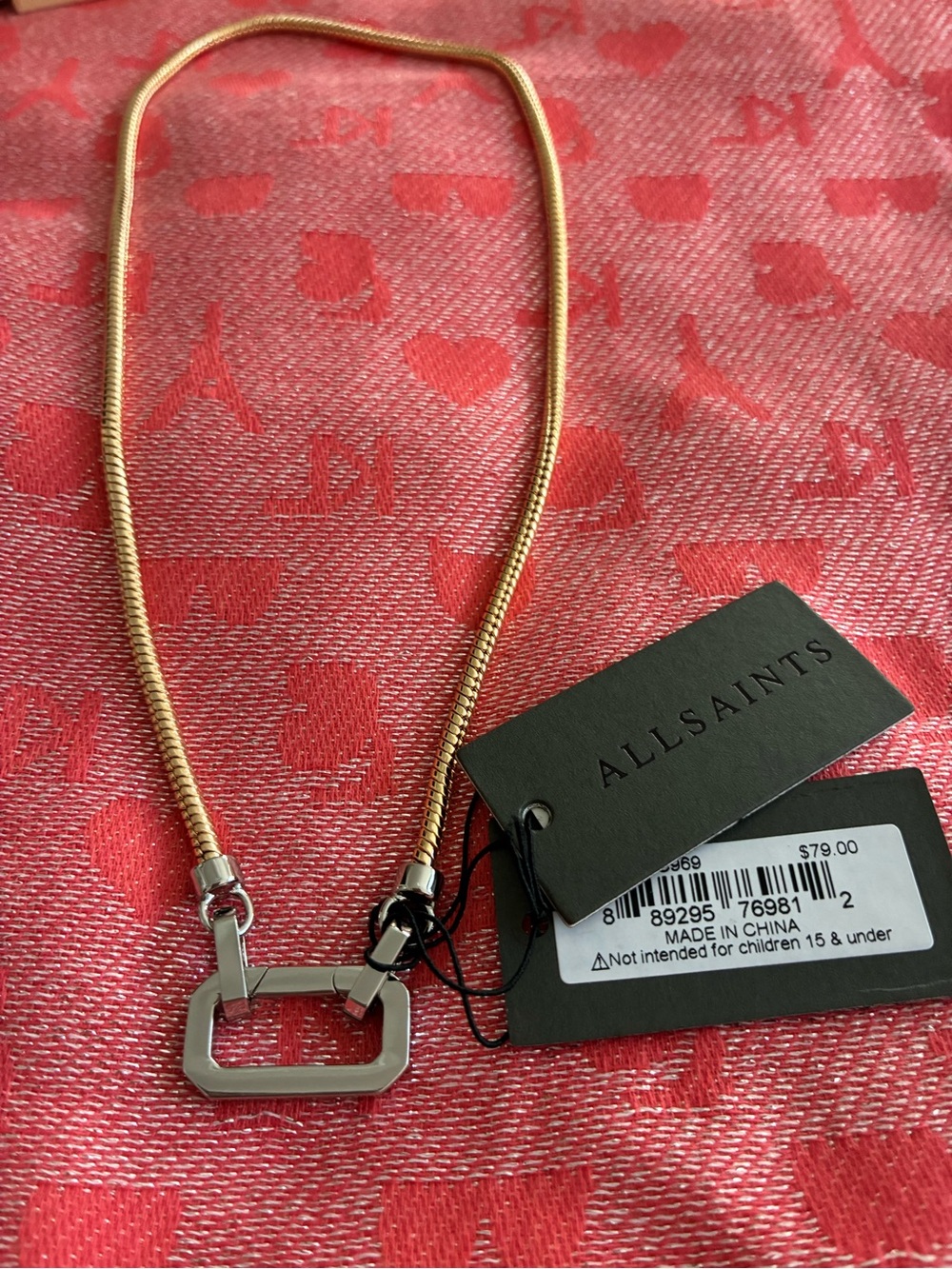 AllSaints Gold and Silver Two-Tone Chain Necklace - Picture 8 of 8